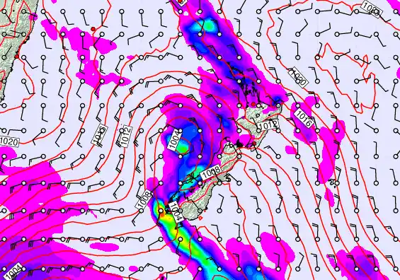 New Zealand forecast chart for Sunday, March 29th, 2026 at 12:00 PM