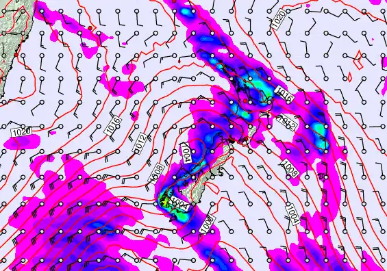 New Zealand forecast chart for Sunday, March 29th, 2026 at 6:00 PM