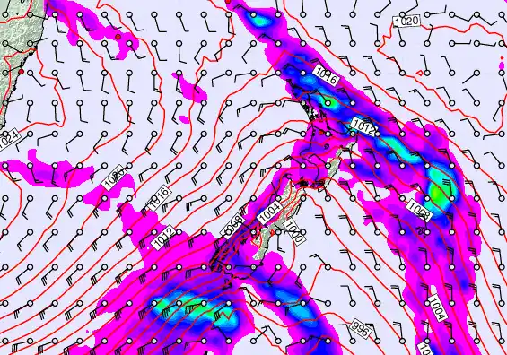 New Zealand forecast chart for Monday, March 30th, 2026 at 12:00 AM