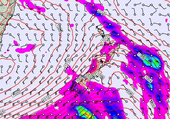 New Zealand forecast chart for Monday, March 30th, 2026 at 6:00 AM