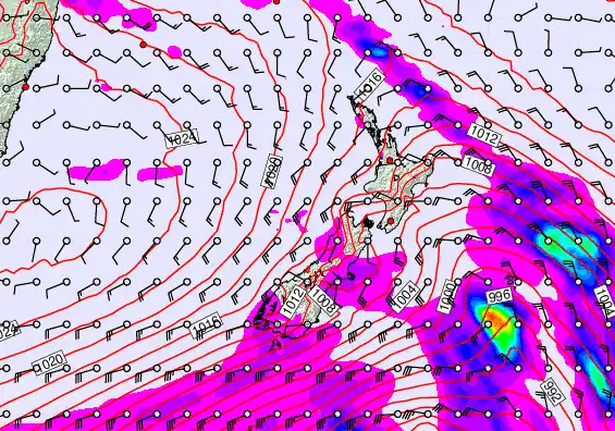 New Zealand forecast chart for Monday, March 30th, 2026 at 12:00 PM