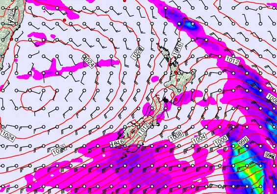 New Zealand forecast chart for Monday, March 30th, 2026 at 6:00 PM