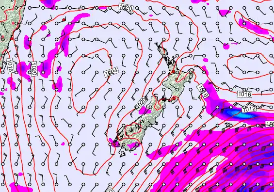 New Zealand forecast chart for Wednesday, April 1st, 2026 at 6:00 AM