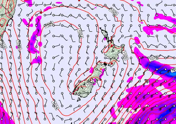 New Zealand forecast chart for Wednesday, April 1st, 2026 at 12:00 PM