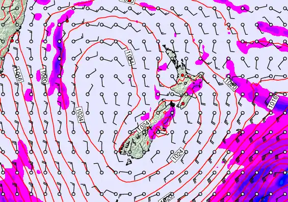 New Zealand forecast chart for Wednesday, April 1st, 2026 at 6:00 PM