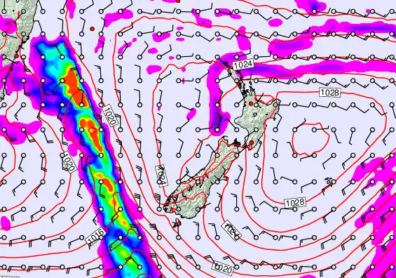 New Zealand forecast chart for Friday, April 3rd, 2026 at 12:00 AM