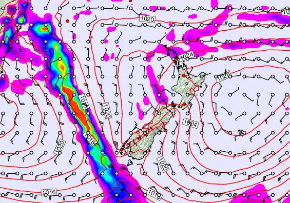 New Zealand forecast chart for Friday, April 3rd, 2026 at 6:00 AM