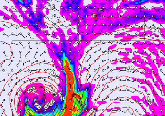 New Zealand to Fiji forecast chart for Wednesday, March 25th, 2026 at 6:00 PM