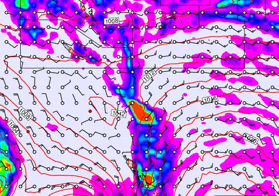 New Zealand to Fiji forecast chart for Thursday, March 26th, 2026 at 6:00 PM