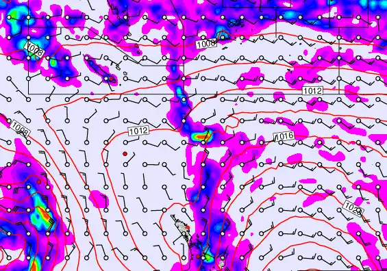 New Zealand to Fiji forecast chart for Friday, March 27th, 2026 at 6:00 AM