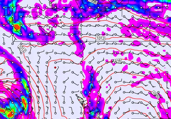 New Zealand to Fiji forecast chart for Friday, March 27th, 2026 at 12:00 PM