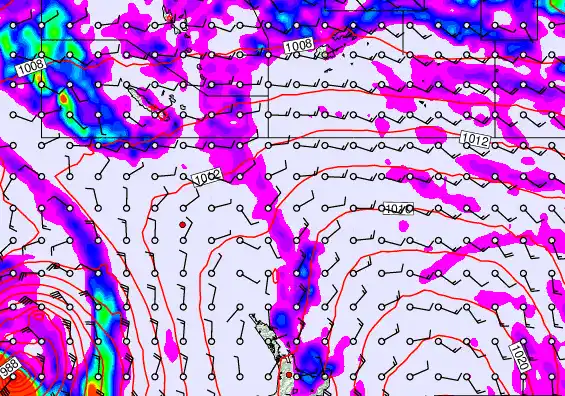 New Zealand to Fiji forecast chart for Friday, March 27th, 2026 at 6:00 PM