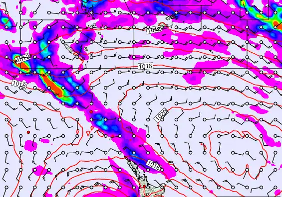 New Zealand to Fiji forecast chart for Sunday, March 29th, 2026 at 12:00 PM