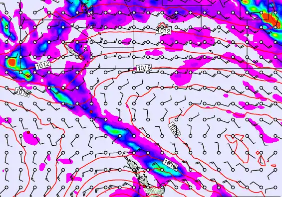 New Zealand to Fiji forecast chart for Sunday, March 29th, 2026 at 6:00 PM