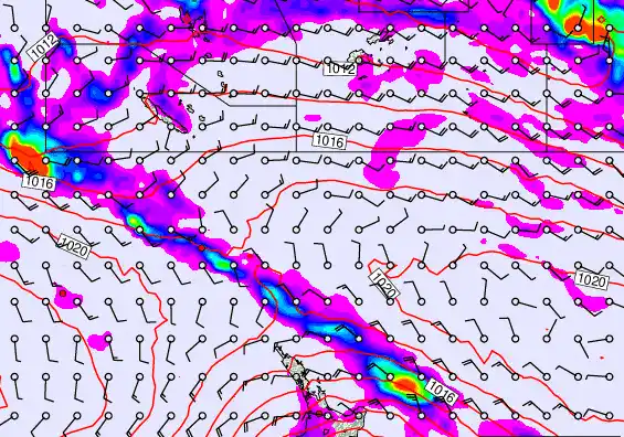 New Zealand to Fiji forecast chart for Monday, March 30th, 2026 at 12:00 AM