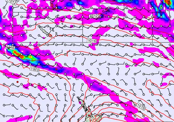 New Zealand to Fiji forecast chart for Monday, March 30th, 2026 at 12:00 PM