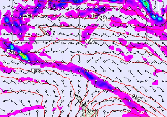 New Zealand to Fiji forecast chart for Monday, March 30th, 2026 at 6:00 PM