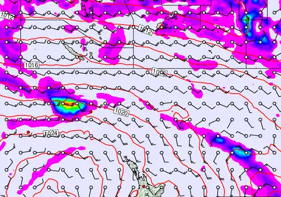 New Zealand to Fiji forecast chart for Tuesday, March 31st, 2026 at 12:00 PM