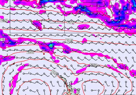 New Zealand to Fiji forecast chart for Wednesday, April 1st, 2026 at 6:00 AM