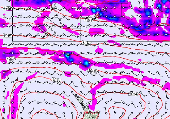 New Zealand to Fiji forecast chart for Wednesday, April 1st, 2026 at 12:00 PM
