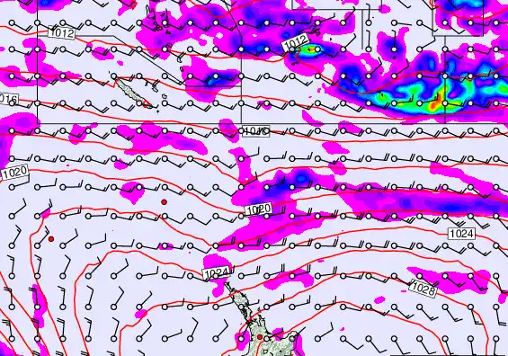 New Zealand to Fiji forecast chart for Thursday, April 2nd, 2026 at 12:00 PM