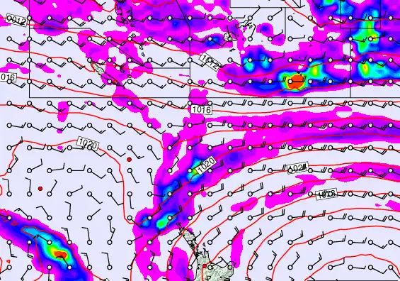 New Zealand to Fiji forecast chart for Friday, April 3rd, 2026 at 12:00 PM