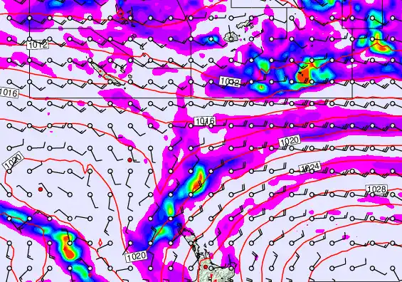 New Zealand to Fiji forecast chart for Friday, April 3rd, 2026 at 6:00 PM