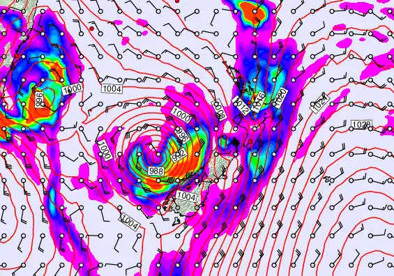 New Zealand forecast chart for Thursday, March 26th, 2026 at 6:00 PM