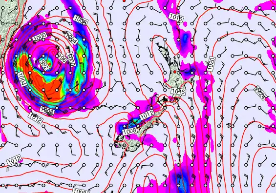 New Zealand forecast chart for Friday, March 27th, 2026 at 6:00 PM