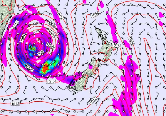 New Zealand forecast chart for Saturday, March 28th, 2026 at 6:00 AM