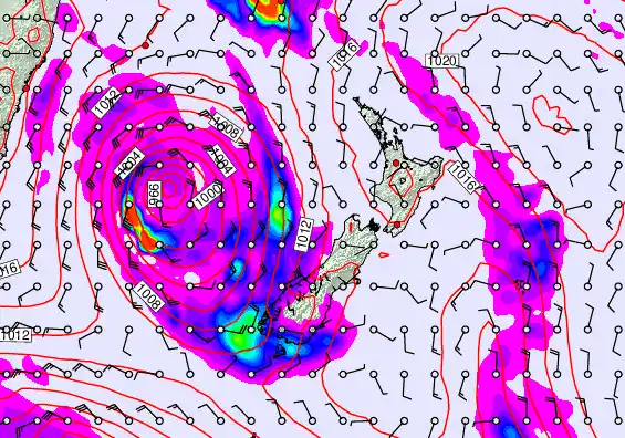 New Zealand forecast chart for Saturday, March 28th, 2026 at 6:00 PM