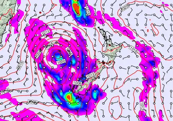 New Zealand forecast chart for Sunday, March 29th, 2026 at 12:00 AM