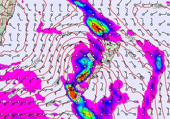 New Zealand forecast chart for Sunday, March 29th, 2026 at 12:00 PM