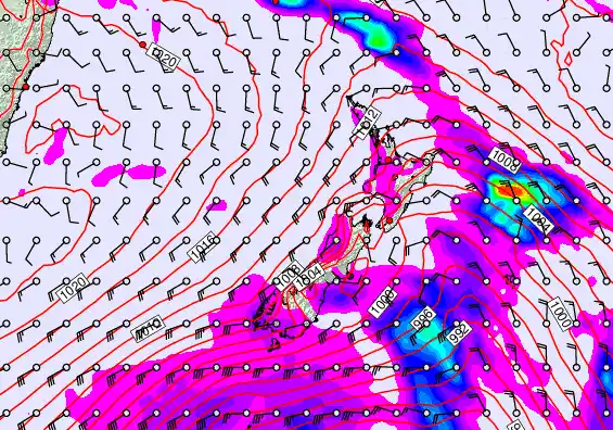 New Zealand forecast chart for Monday, March 30th, 2026 at 6:00 AM