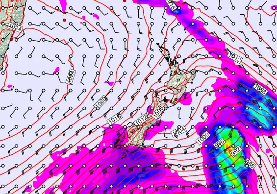 New Zealand forecast chart for Monday, March 30th, 2026 at 12:00 PM