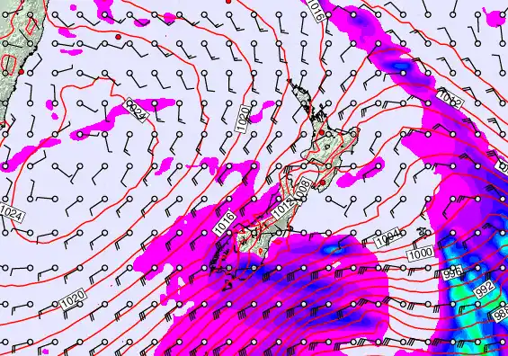 New Zealand forecast chart for Monday, March 30th, 2026 at 6:00 PM