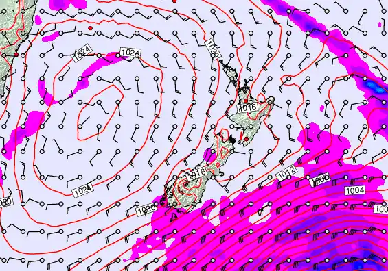 New Zealand forecast chart for Tuesday, March 31st, 2026 at 6:00 AM
