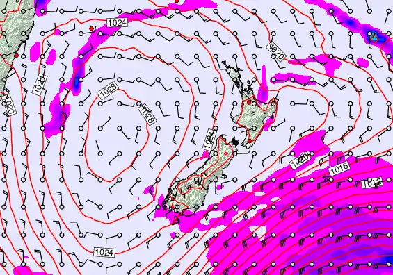 New Zealand forecast chart for Wednesday, April 1st, 2026 at 12:00 AM
