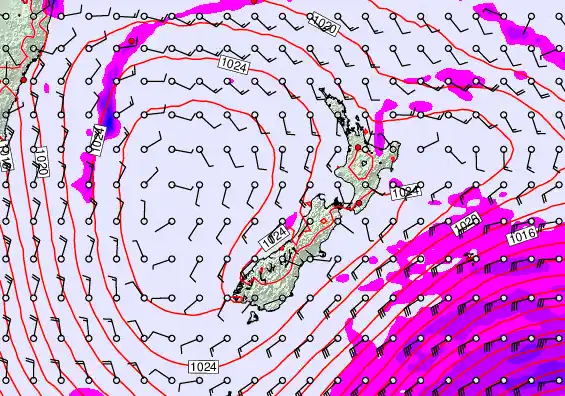 New Zealand forecast chart for Wednesday, April 1st, 2026 at 6:00 AM