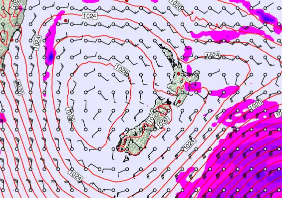 New Zealand forecast chart for Wednesday, April 1st, 2026 at 12:00 PM