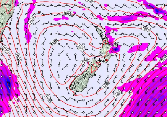 New Zealand forecast chart for Wednesday, April 1st, 2026 at 6:00 PM