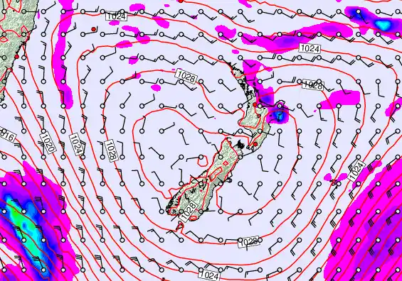 New Zealand forecast chart for Thursday, April 2nd, 2026 at 12:00 AM