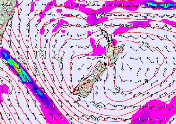 New Zealand forecast chart for Thursday, April 2nd, 2026 at 6:00 PM
