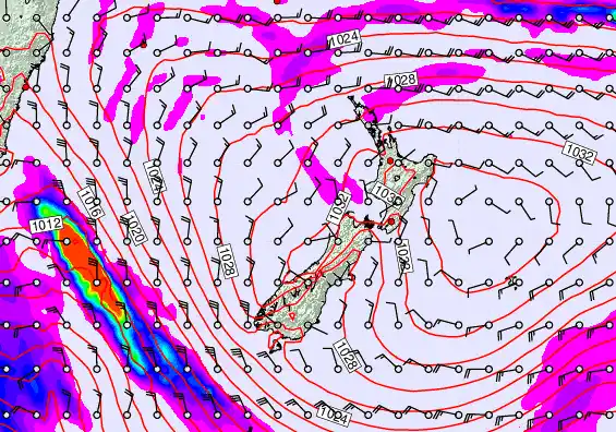 New Zealand forecast chart for Friday, April 3rd, 2026 at 12:00 AM