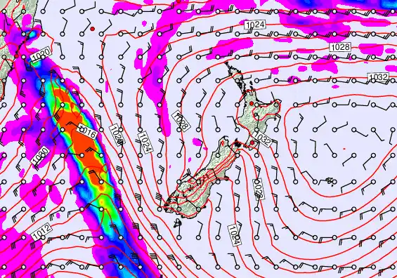 New Zealand forecast chart for Friday, April 3rd, 2026 at 12:00 PM