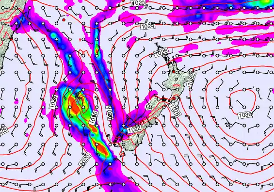 New Zealand forecast chart for Saturday, April 4th, 2026 at 12:00 AM