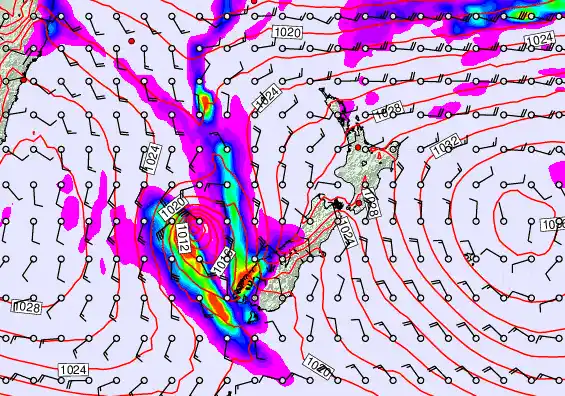 New Zealand forecast chart for Saturday, April 4th, 2026 at 6:00 AM
