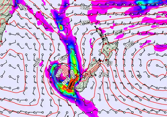 New Zealand forecast chart for Saturday, April 4th, 2026 at 12:00 PM