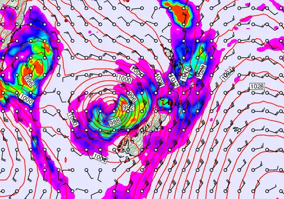 New Zealand forecast chart for Thursday, March 26th, 2026 at 6:00 PM