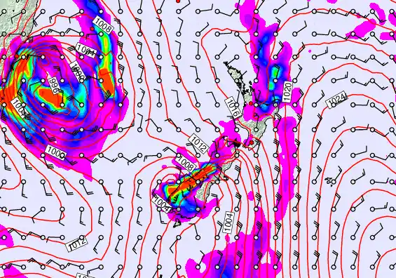 New Zealand forecast chart for Friday, March 27th, 2026 at 12:00 PM